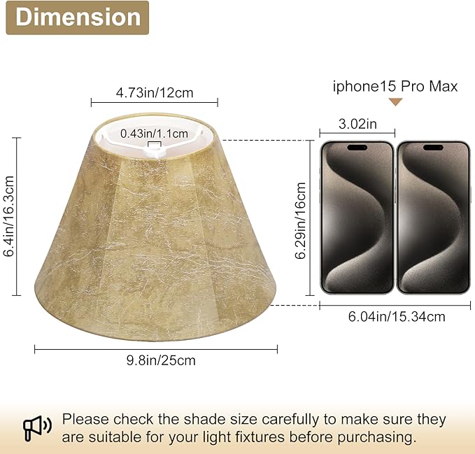 Rustic Lamp Shades Set of 2, Faux Leather Replacement Lampshades, 4.7" Top x 9.8" Bottom x 6.4" High, Small Lamp Shades for Table Lamps Bedside Lamps, Spider, Bulb Clip Adapters Included