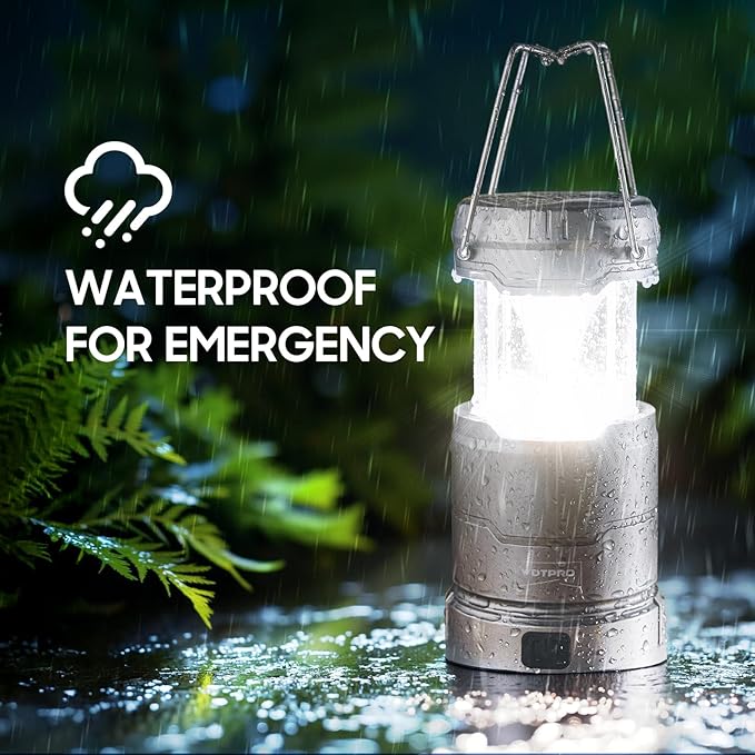2 Pack Camping Lantern Rechargeable Collapsible, 1000LM 65 LED 3 Light Modes Camping Lights, Stepless Dimming, Waterproof Portable Lanterns for Camping Power Outages Tent Emergency Home Hiking