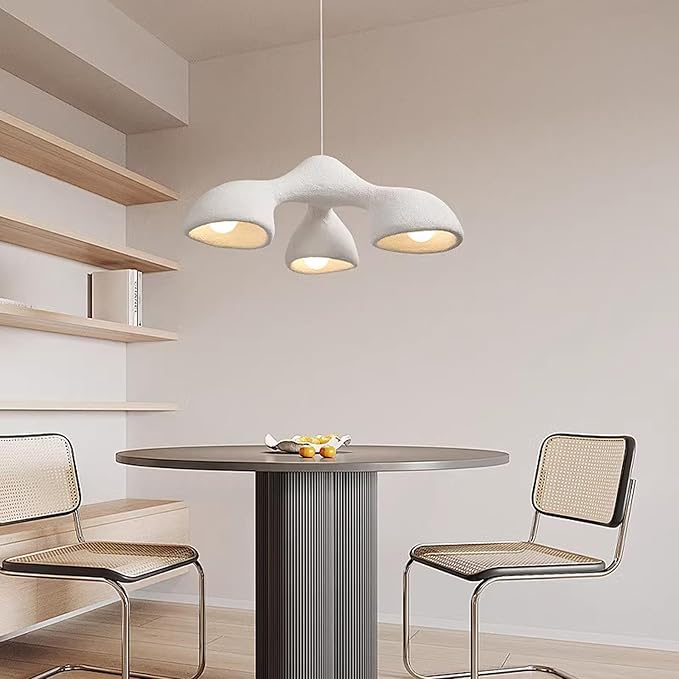 JAYMP 3-Lights Pendant Light Fixture for Dining Room Kitchen Island Restaurant Farmhouse E26 Base Mid Century Modern Hanging Lamp 1 Pack (Matte White,E Shape, 72cm/28.3in)