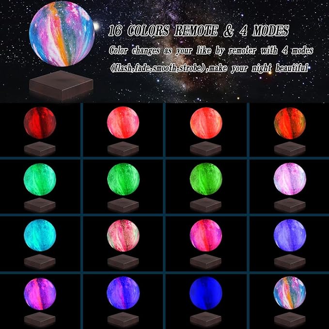 VGAzer Magnetic Levitation Moon Lamp Globe Night Light Floating 3D Moon LED Colorful Light for Home Decoration Table Lamp