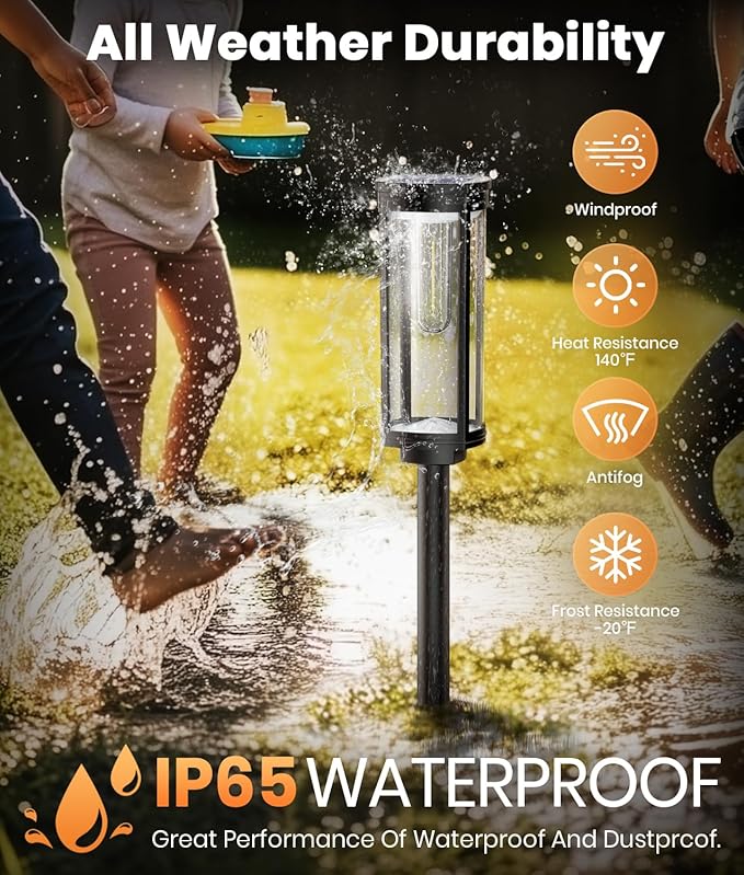 Solar Pathway Lights Outdoor, Bright Solar Lights Outdoor, IP65 Waterproof Landscape Lighting for Yard Patio Walkway Driveway Pathway (Cool White (Cylinder), 12 Pack)