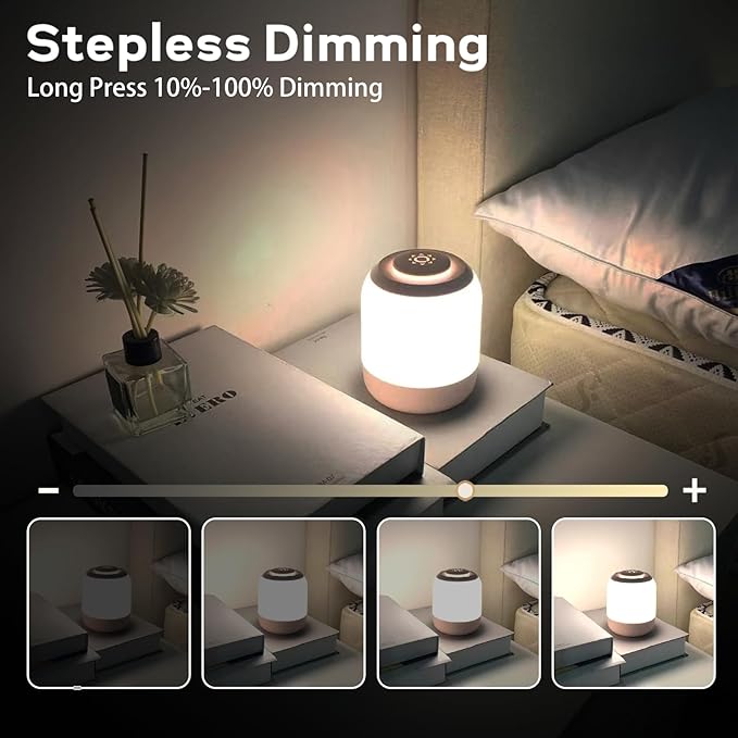 2 Pack Eye Caring Soft Night Light, Touch night light for Baby, Kids and Adults, Small Cute Bedside Lamp, 3 Colors, Dimmable, USB Rechargeable Warm Night Light for Bedrooms, Baby Nursery and Sleep Aid