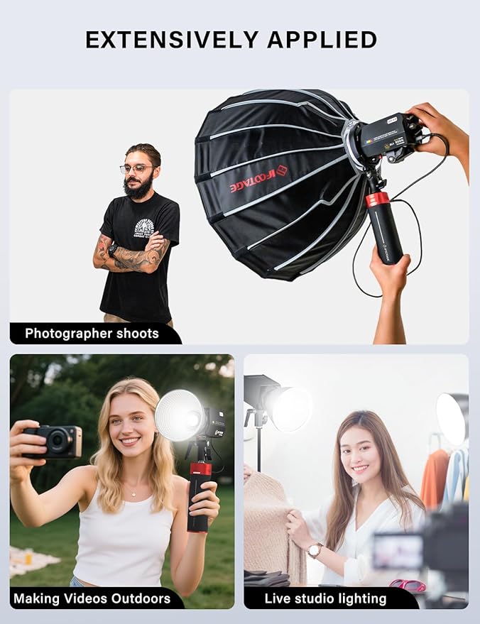IFOOTAGE SL1 60DN LED Video Light,70W Bowens Mount Light,5600k Daylight,8 Light Effects,APP Control,for Video Recording,Wedding,Outdoor Shooting
