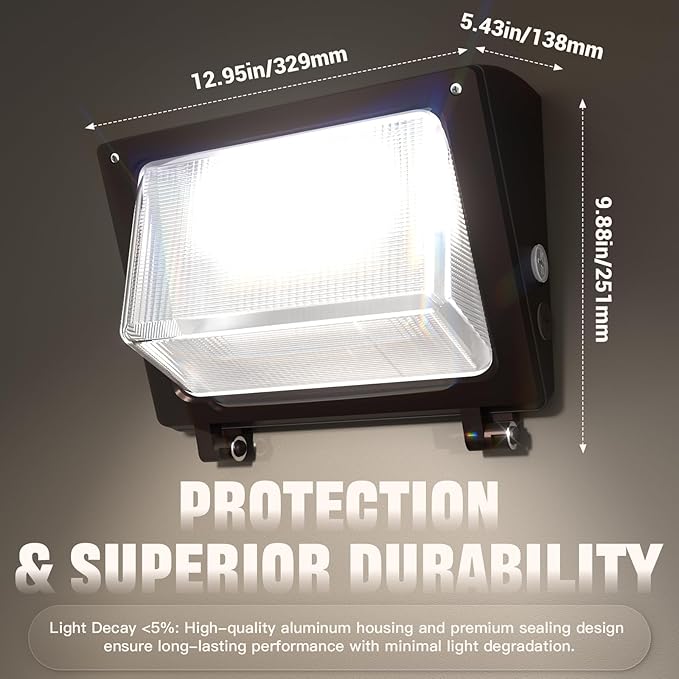 LED Wall Pack Light 120W/96W/72W with Dusk to Dawn Photocell,18000LM 1000W Equiv.,6000K/5000K/4000K Daylight Outdoor Security Lighting,Commercial Wall Mount Lights for Warehouse,Yard - 2Pack