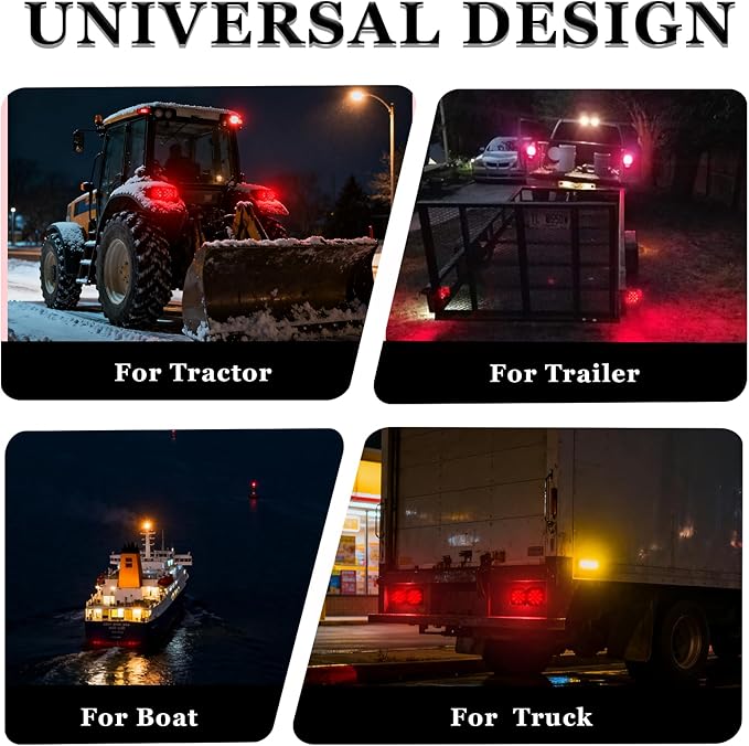 Cyfie LED Trailer Light Kit, Super Bright Submersible Brake Stop Turn Tail License Lights for Under 80" Camper Truck RV Boat Snowmobile, IP68 Waterproof, DOT Certified, 25ft Wiring Harness