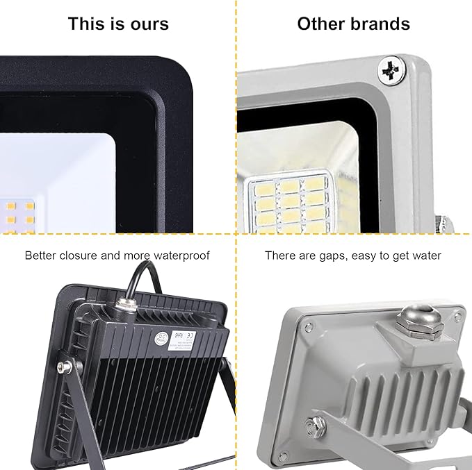 MIWAT 2Pack 10W Plug in LED Flood Light, Warm White LED Work Light, IP68 Waterproof Outdoor Floodlights for Terraces, Studios, Pathway