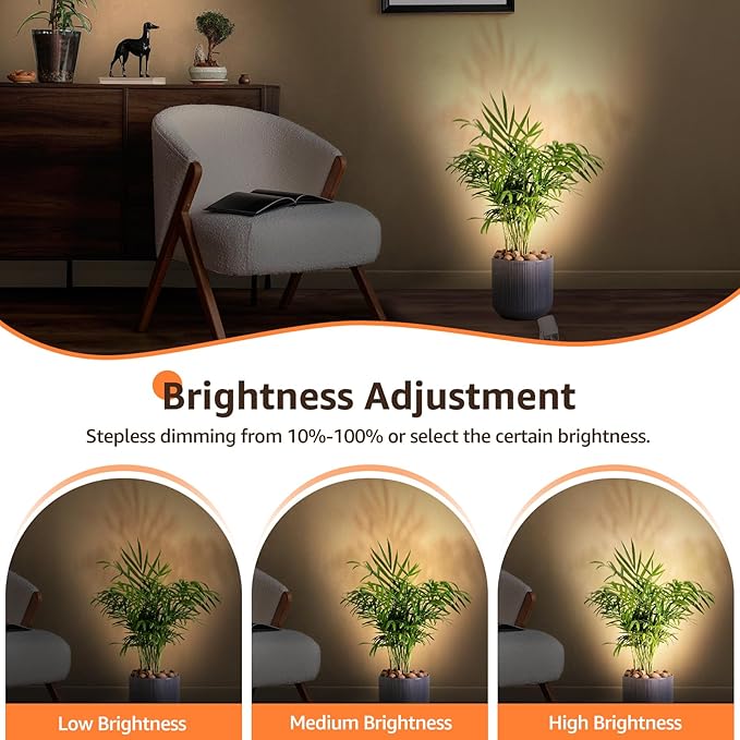 3W Uplighting LED Spot Lights with Timer - Dimmable, Plug-in Up Lights for Plants, Artwork, 2 Pack (3000K/4000K/5000K)