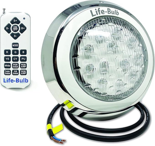 LED Color Changing Pool Light with Remote, Wall Mount, 75ft Cable, 12V 60W - Nicheless Pool Light - Lifetime Replacement Warranty