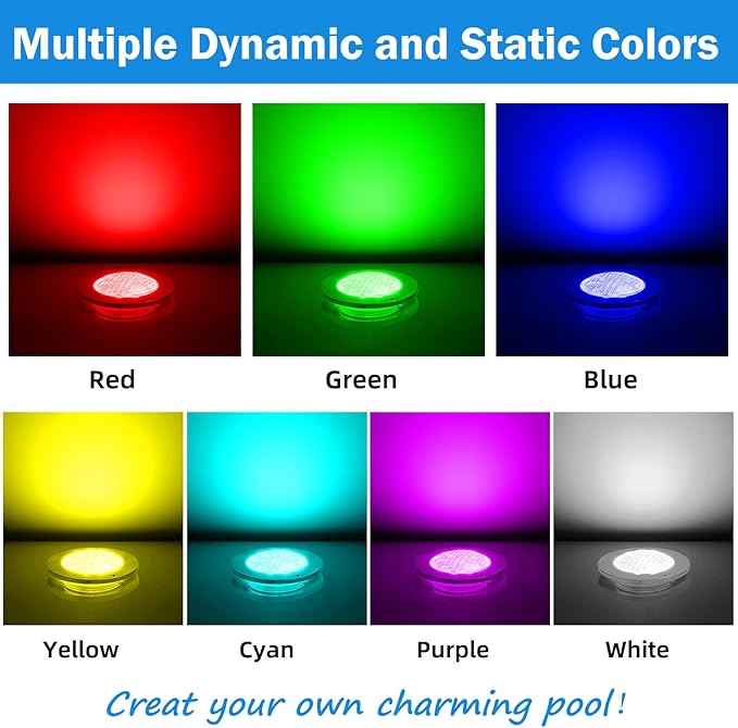 Color Changing LED Pool Light with Remote Controller, 60W 10 Inch Pool Lighting for Wet Niche, Underwater Swimming Pool Lights for Inground Pool, 100 Foot Cord
