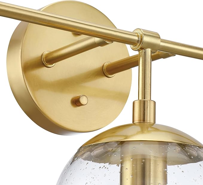 Design House Gracelyn 3-Light Dimmable Bathroom Vanity Light, Seeded Glass, Satin Gold, 24.03 in W x 8 in D x 11.65 in H, 588889-SG