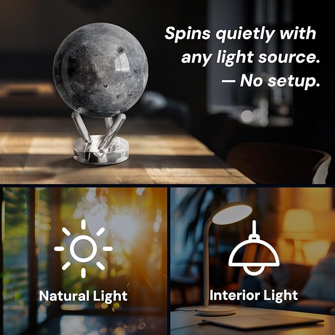 MOVA Globe - Moon Classic (4.5") | Rotating Lunar Globe Powered by Light | No Batteries Needed | Unique Desk Decor or Gift