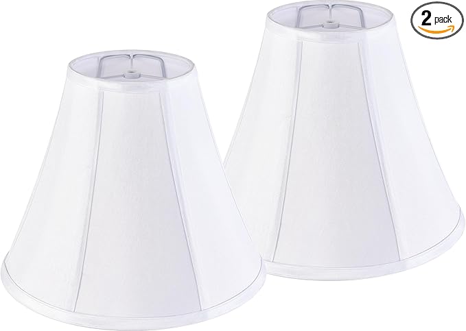 Bell Lamp Shades Set of 2 White Medium Lamp Shade 6" Top x 13" Bottom x 9.8" High(Spider) Modern Lamp Shade for Table Lamp & Bedside Lamp - Side Ribbing Hand Crafted Lampshade Replacement by GO&SO