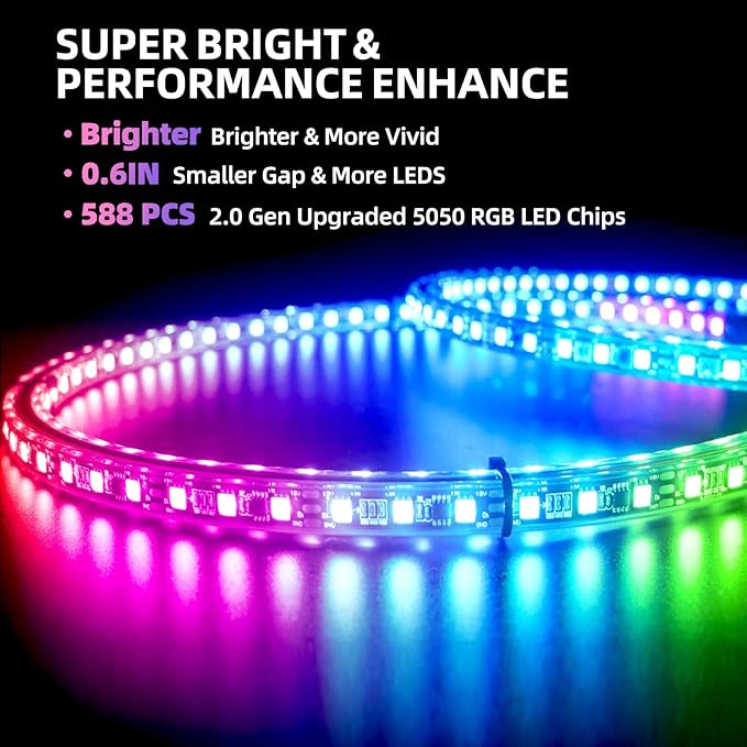 Tavaray 4PCS 15.5" Double Sided RGB LED Wheel Ring Lights with APP & Remote Control, 178+DIY Dynamic Modes w/Turn Signal Braking and Reverse Function Wheel Lights for Trucks Pickups Cars Offroad