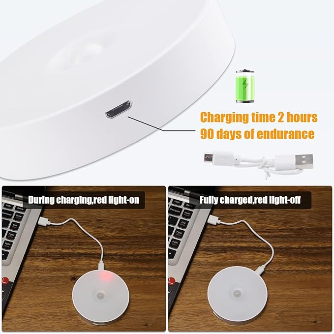16 LEDs Under Cabinet Lights [with Remote], 3 Pack Wireless Motion Sensor Rechargeable Light Puck Light, 3 Color Temps Dimmable 3000-6000K, Closet Lights for Cabinet, Closet, Kitchen, Hallway, Stairs