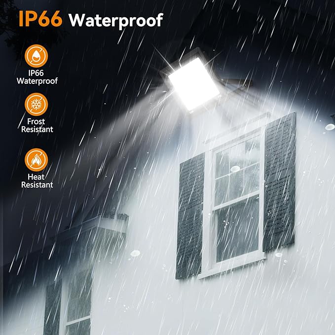 AIKVSXER 150W Flood Lights Outdoor, 21000lm Bright LED Work Light with 5FT Plug, 6000K Daylight White Exterior Security Light, IP66 Waterproof Floodlight for Yard Garage Stadium Lawn (150W-8 Pack)