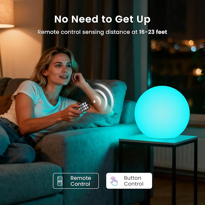 LOFTEK 6-inch LED Light Ball: Nursery Night Light with Remote Control, 16 RGB Color Changing & Dimming Rechargeable, Cordless Portable Waterproof Floating Pool Lights for Kids or Decor