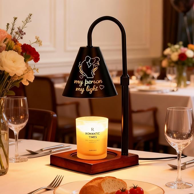 Candle Warmer Lamp with Timer Dimmable, Anniversary Birthday Wedding Gifts for Women Men Couple, Adiustable Height Candle Warmer Black Candle Lamp