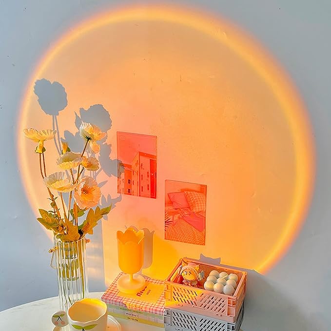 Sunset Lamp,Sunset Projection Light,Cute Rabbit Ear Shape LED Sunset Projection Lamp for Photo Video Vlog Backgroung,Romantic Family Atmosphere
