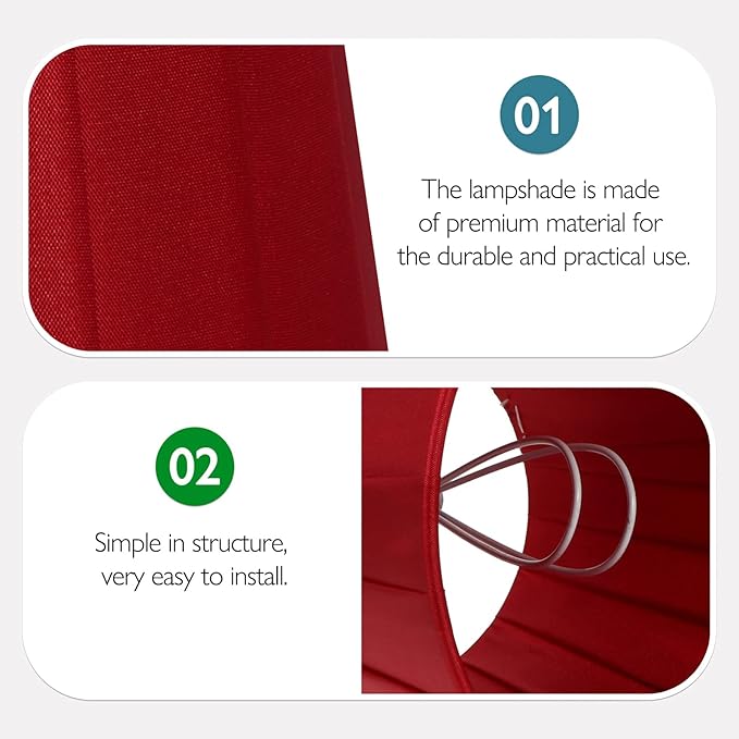 1pc Cloth Lampshade Pleated Lamp Shade Clip On Bulb Light Covers Lamp Shade for Bedroom Table Lamp Floor Light, Red