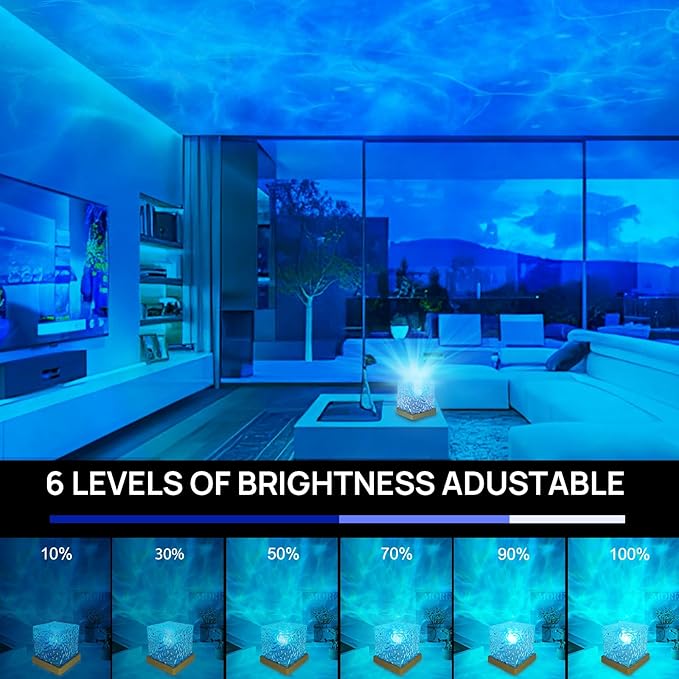 Ocean Wave Projector Light, 16 Colors Havie Cube Lamp, 3D Holographic Water Ripple Lamp with Remote Control, Northern Night Light for Bedroom, Mood Ambient Lighting for Home