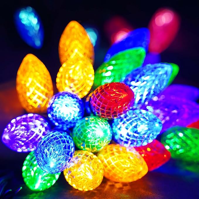 2-Pack Connectable C9 LED Christmas Lights String, 66 FT 100 LED Christmas Lights Plug in with 29V Safe Adaptor, Waterproof Decorative Lights Indoor/Outdoor for Xmas Tree Decoration (Multi-Colored)