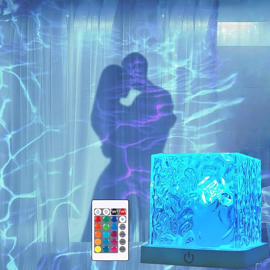 Rechargeable Shower Lamp for Inside Shower - Bathroom Bathtub Ocean Wave Projector Light-Cordless Battery Operated Water Ripple Light Underwater-Mood Lighting-Valentine's Day Gifts