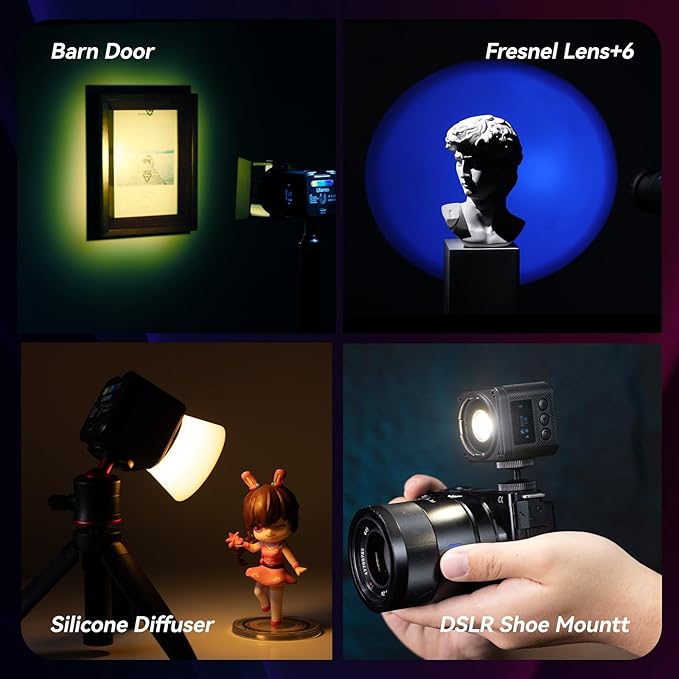 ULANZI LM18 Vlogging Light Mini LED Action Camera Video Light Photography for DJI Osmo 3/4/5, ULANZI L3 RGB LED Video Light, Magnetic Camera Lighting Kit Mini Cube COB Photography Fill Light