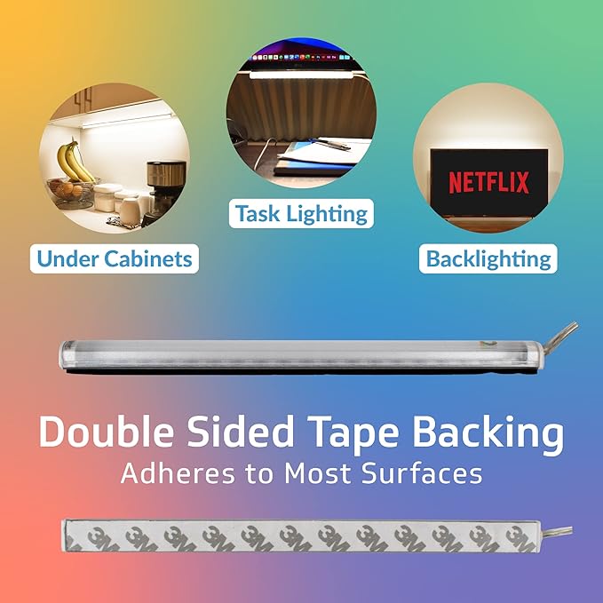 TrueColor 8” Semi-Frosted USB-Powered LED Light Bar Kit with 48" USB Extension Cable - Easy-Install LED Bar Light & Extender Cord Bundle - Adhesive & Light Bar Mounting Brackets Included (Soft White)