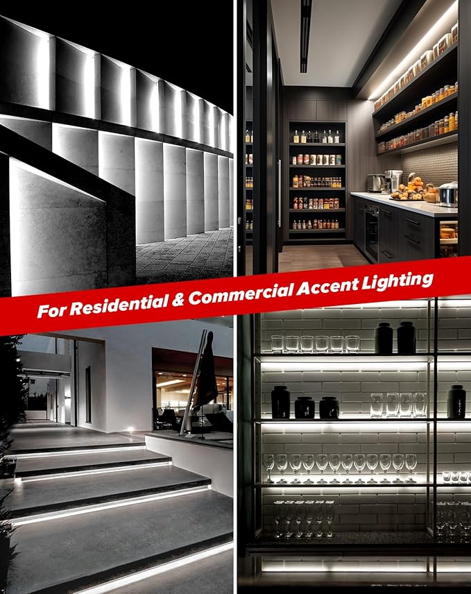 Shine Decor COB LED Rope Light AC 120V, 800lm Ultra Bright, IP65 Waterproof Cold-Resistant ETL Neon Strip, No Driver Tape Lighting for Home Commercial 10x4.5mm, 6000K Cool White, 98.4ft