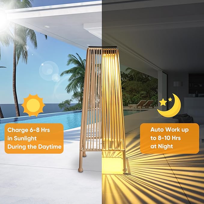 Outdoor Solar Floor Lamp, Upgraded Solar Patio Lamp, Brighter Outdoor Floor Lamp, Auto On/Off Patio Lamps Outdoor for Yard Garden Patio Pathway Lawn Decor 2Pack