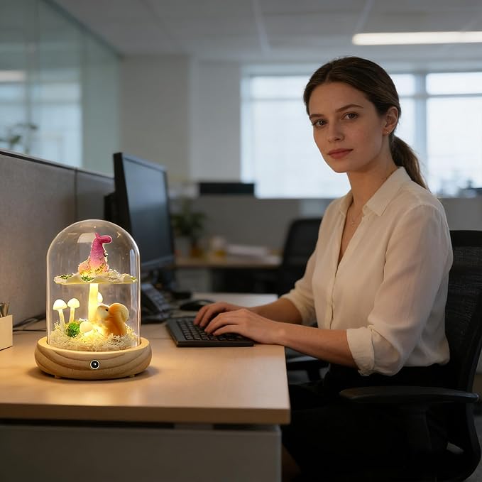 QUELIEN Mushroom Lamp,Mothers Day Mom Gifts for Mom,Light Up Mushroom in Glass Dome,Birthday Party Decorations,Ideal Birthday Gift,GirlfriendGift