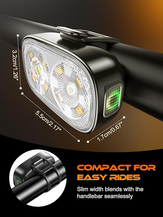 Bike Lights, Ultra-Slim USB-C Rechargeable Bike Lights Front and Back, 5+6 Lighting Modes & IP65 Waterproof, Super Bright Bicycle Light Set for Road Mountain Night Riding Cycling