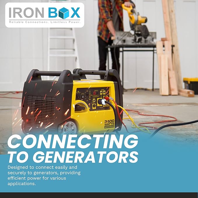 IronBox Electric - NEMA 6-15 Adapter Extension Power Cord - Rated for 15A/250V - 14 AWG Jacket - Heavy Duty Extension Cable - Weatherproof Design - Ideal for Indoor and Outdoor Use (25 feet, Molded)