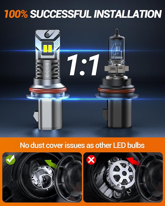 SEALIGHT S2S HB5/9007 Light Bulbs, 40000LM Super Brighter, 6500K Pure White 9007 Fog Bulbs, 60K+ Hours Lifespan, 2-Pack for Powersports/ATV Lamps