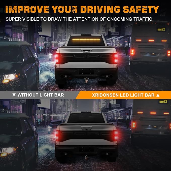 XRIDONSEN 35 inch Traffic Advisor Light Bar 48 LED Amber Strobe Lights Emergency Safety Hazard Warning Lights Front/Rear Window w/Display Controller for Construction Vehicles plow/Tow Trucks Wreckers