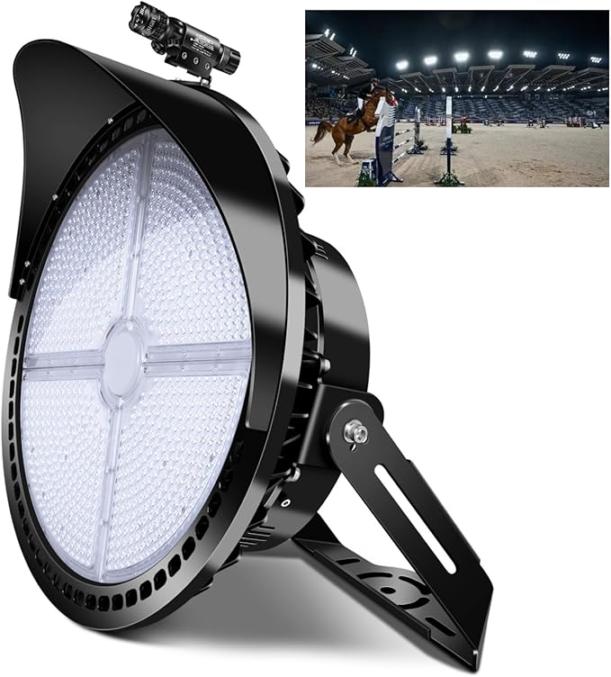 Stadium Lights Outdoor LED, Dimmable 0-600W Heavy-Duty Sport Court Floodlight Super Bright Commercial Arena Light Daylight IP66 10KV Waterproof Round for High Mast Ideal Large Field Lighting