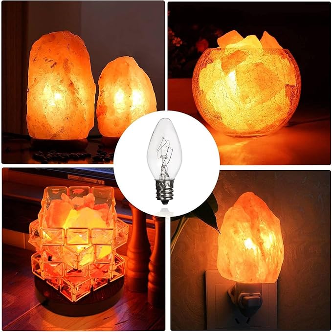 28 Pack Salt Lamp Light Bulbs 15 Watt, Himalayan Salt Lamp Original Replacement Bulbs E12 Socket Long Lasting Incandescent Bulbs Warm Light