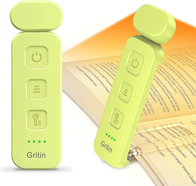 Gritin Reading Light,Book Light for Reading in Bed-Eye Caring 3 Colors, 5-Level Dimmable Brightness,Long Lasting, Compact Size Rechargeable Clip on Book Reading Light for Book Lovers-Emerald Green