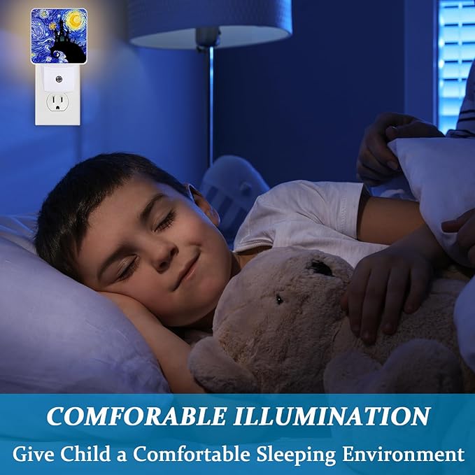 Starry Night Light, Plug-into Wall Halloween Nightlight Lamp with Dusk to Dawn Sensor, Led Lamp 0.5W Energy Efficient for Boys Girls Adults Home Decor