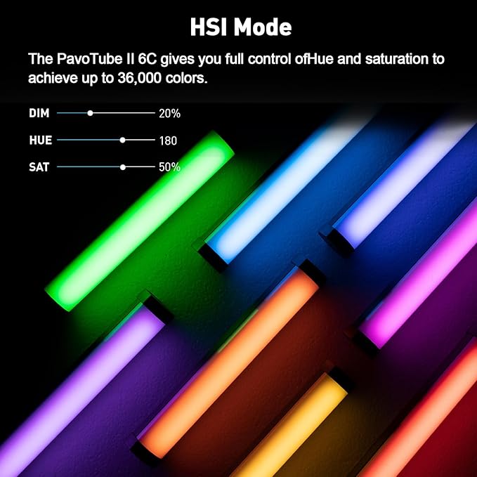 NANLITE PavoTube II 6C LED RGB Tube, 2700K-7500K Ultra-Wide Color Temperature, 2.4GHz Wireless Control Portable Handheld Photography Lighting Stick 2pcs, Dual-lamp Connector Included