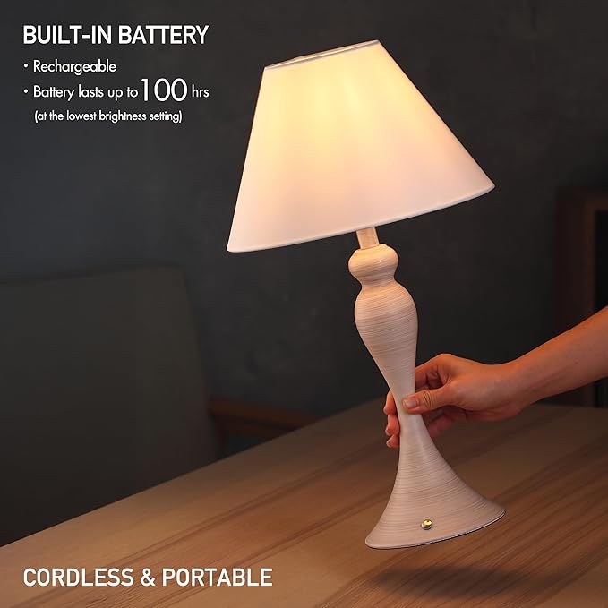 O'Bright Ember Rechargeable Table Lamp (Whitewashed)