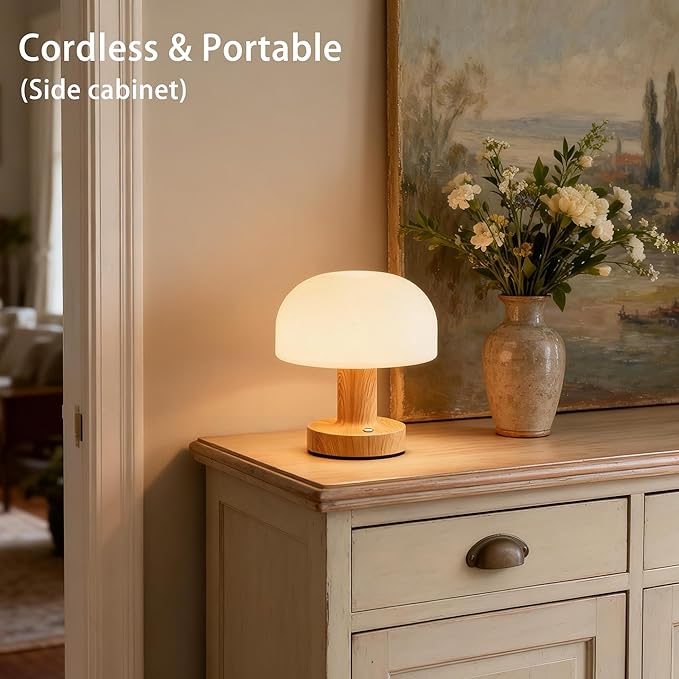 Cordless LED Table Lamp, 2000mAh Battery Operated Desk Lamp with 3 Color Modes & Stepless Dimming, Metal Night Light for Home Decor, Restaurant, Bedroom - USB-C Charging