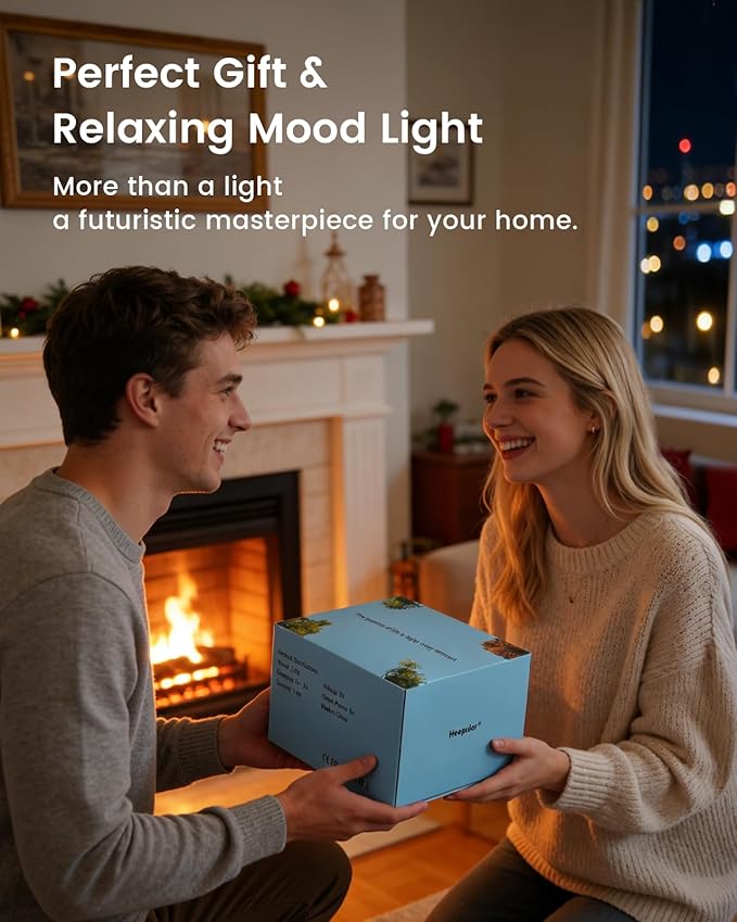 Sound Reactive Ambient Light, Smart App-Controlled Music Rhythm Lamp with Custom Modes, Designed for Portable Speaker Setup for Bedroom, Dorm, Living Room (Black)