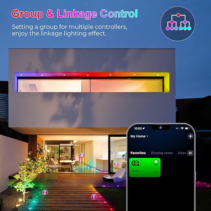 LED Deck Lights Kit Multicolor, 20Pack 1.22" Smart RGBW+IC Recessed Low Voltage Deck Light Work with Alexa/Google Home, IP67 Waterproof 12V Step Lights Outdoor for Garden Yard Path Landscape Decor