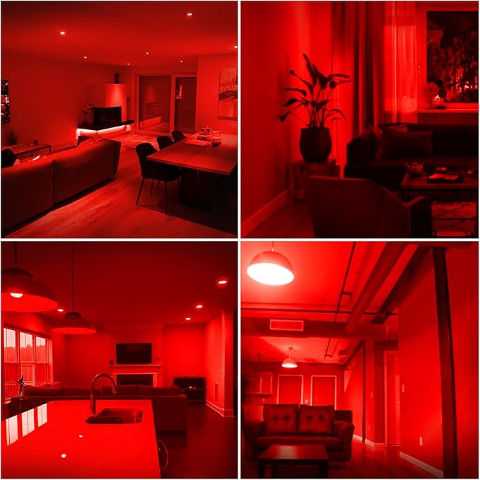 LED Red Light Bulb 15W Equivalent, 1W LED Colored Night Lights, G45 Christmas Globe Light Bulbs, Mini Edison E26 Base Bulb for Vanity Bulbs, Porch, Holiday String Fairy Mood Lights Decor, 6 Pack