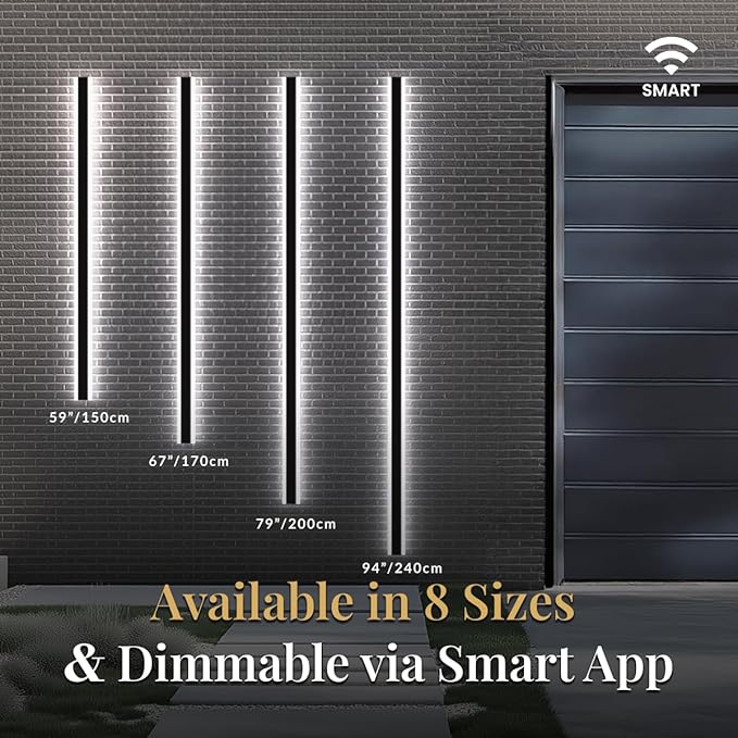 𝗠𝗢𝗗 𝗟𝗜𝗚𝗛𝗧𝗜𝗡𝗚 Haylen Smart | Waterproof Outdoor Smart Wall Light, Dimmable with Remote 3000K-6000K, Long Outdoor Porch Lights, Wired Lighting Fixture Patio Exterior Sconce, 1-Pack (67")