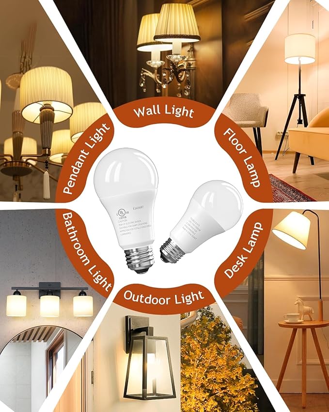 TJOY LED Light Bulbs, 100 Watt Equivalent A19 LED Bulbs, Soft Warm White 2700K, Energy Saving Lightbulbs with E26 Standard Base, 1500 Lumens Non Dimmable Lamp for Home Bedroom Kitchen, 4 Pack