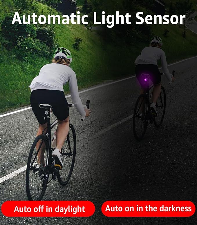 Cruxer Ultra Bright Bike Tail Light 200 Lumen Compact Bicycle Rear Light, USB-C Rechargeable, Smart Brake Sensing up to 300 Lumen, 8 Light Intensity Levels, 4 Lighting Modes, IP66 Waterproof