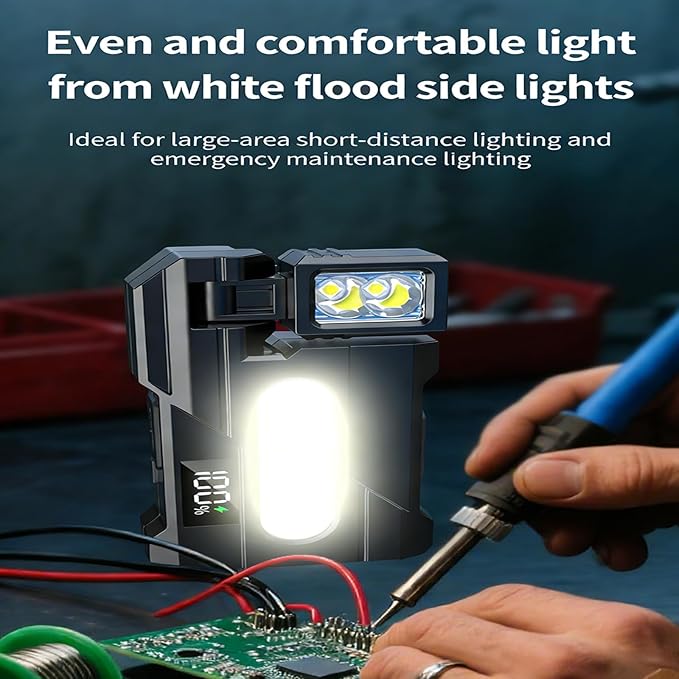 2pcs Work Light with Type C Quick Charging Ip68 Rotating Head for Auto Repair and Cave Exploration Double Head Flashlight