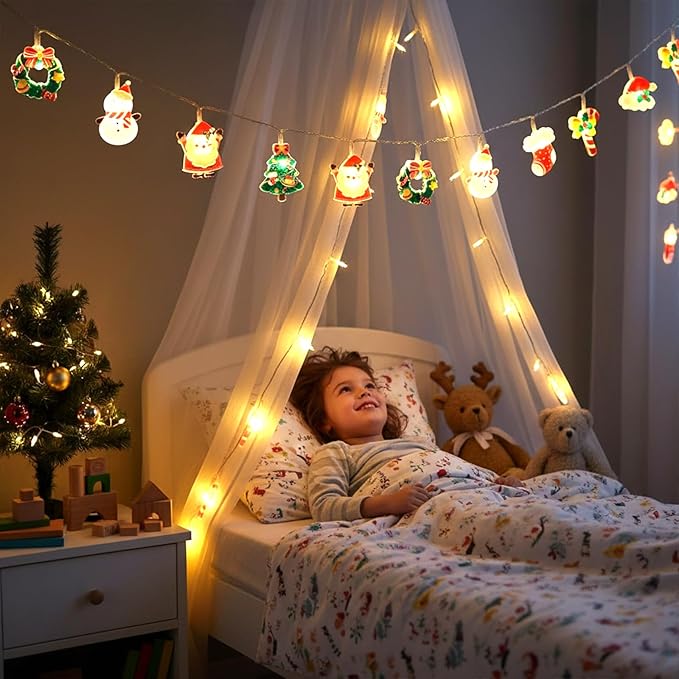 Christmas String Lights,10FT 20LED New Year Lights USB & Battery Operated (Not Included) 2026 Cute Christmas Fairy Lights, 2 Flashing Modes for Christmas Tree Decor Indoor Outdoor,Home,Party,Wedding